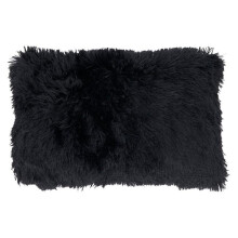 Saro 1601.BK1220BD 12 x 20 in. Classic Fax Fur Oblong Throw Pillow with Down Filling, Black