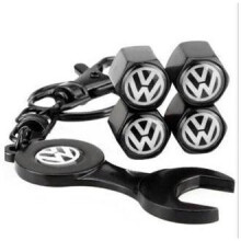 4-Pack Black Zinc Alloy Wheel Valve Caps for VW - Fits Golf R/R32, Polo 6C/6R, MK5 MK6 MK7, T5 T6
