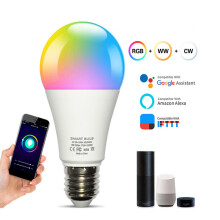 Smart Wifi RGBCW Light Bulb E26 9W LED Bulbs Works With Alexa Google Home