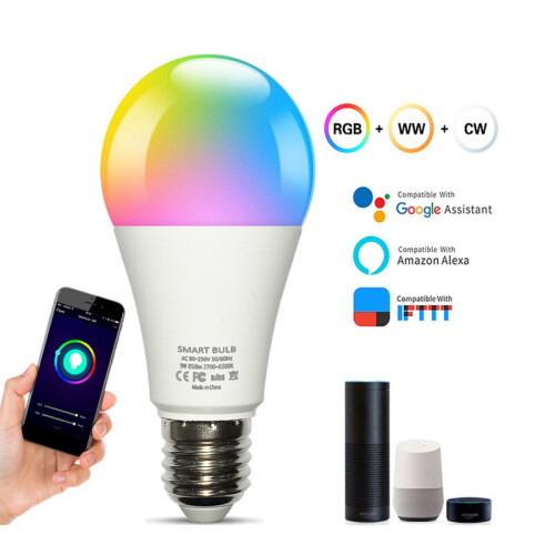 Ranpo Smart Wifi RGBCW Light Bulb E26 9W LED Bulbs Works With Alexa Google Home