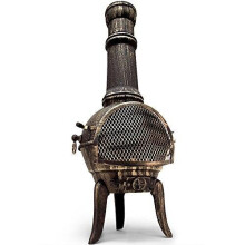 Deuba Chiminea Patio Heater Cast Iron Garden Fire Pit Chimnea BBQ Grill for Wood Charcaol Chimenea Black Log Burner
