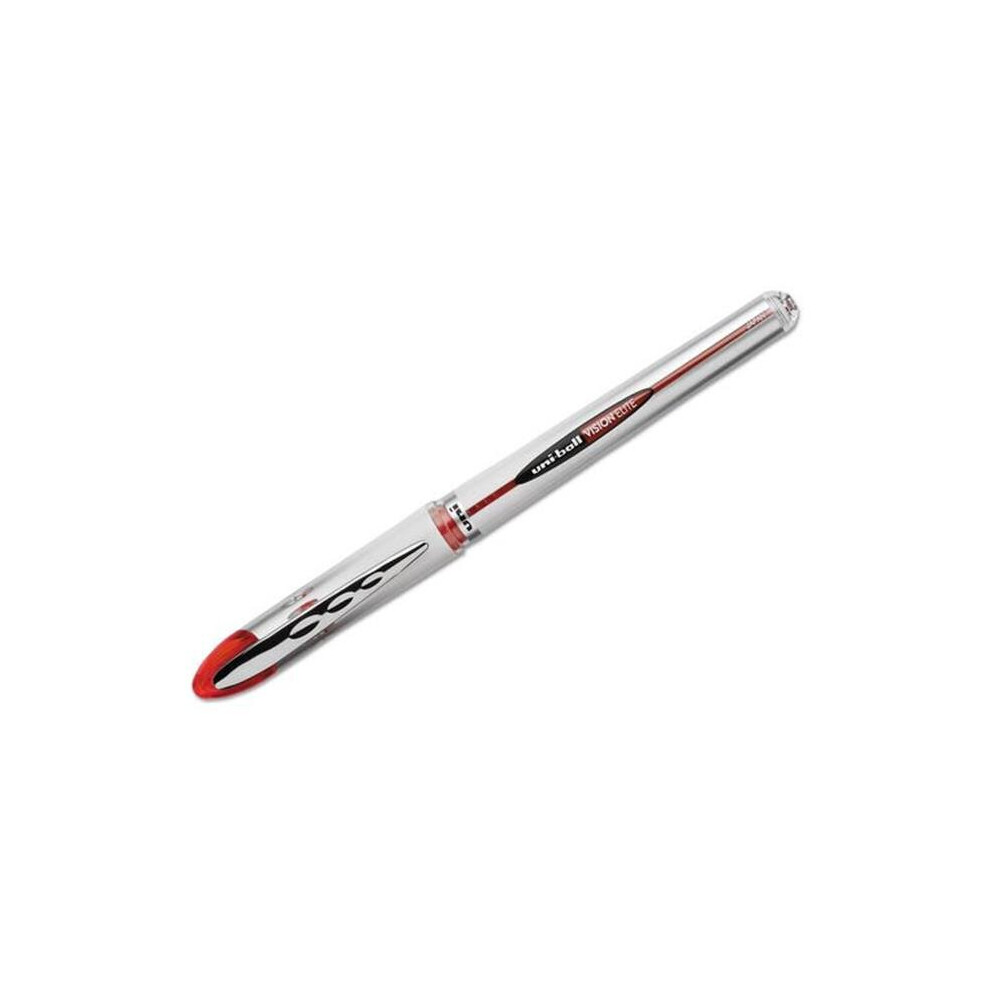 Uni-Ball UBC69023 0.8 mm Bold Red Ink, White & Red Barrel VISION ELITE Stick Roller Ball Pen