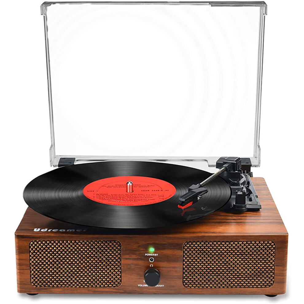 Vinyl Record Player Bluetooth Turntable with Built-in Speakers and USB Belt-Driven Vintage Phonograph Record Player 3 Speed for Entertainment and Home