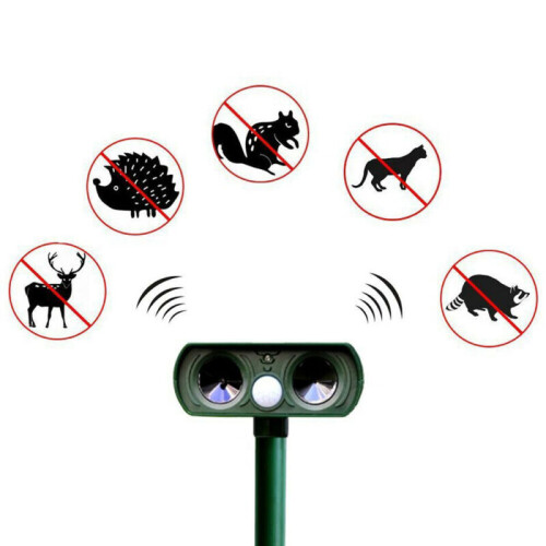 Ultrasonic Repeller with LED Lights Solar Power Driving Device Outdoor Sensor 1