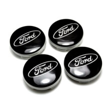 Ford 54mm BLACK Alloy Wheels Centre Caps Fits Most Models Fiesta ( 4 )