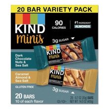 Kind 27964 0.7 oz Minis Dark Chocolate Nuts & Sea Salt Caramel Almond Chocolate, 20 per Pack