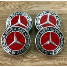 Mercedes Red Alloy Wheel Centre Hub Caps AMG A B C E S M Class ML 4)