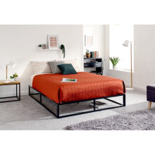 (4FT 6inch Double 135cm) Platform Black Metal Bed Frame Only - 4 Sizes