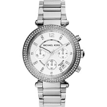 Michael Kors Parker MK5353 Silver-Tone Stainless Steel Ladies Watch with Crystal-embellished Bezel