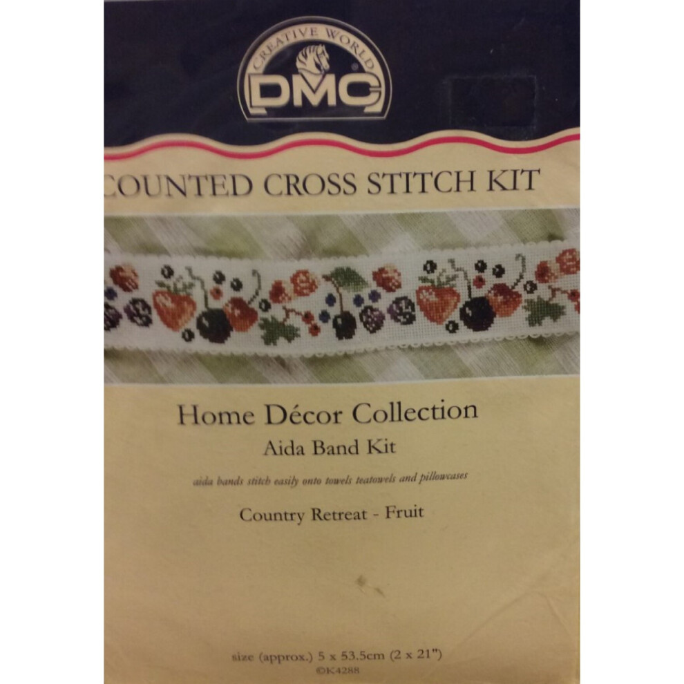 Dmc Fruit Aida Band Cross Stitch Kit 2" X 21"