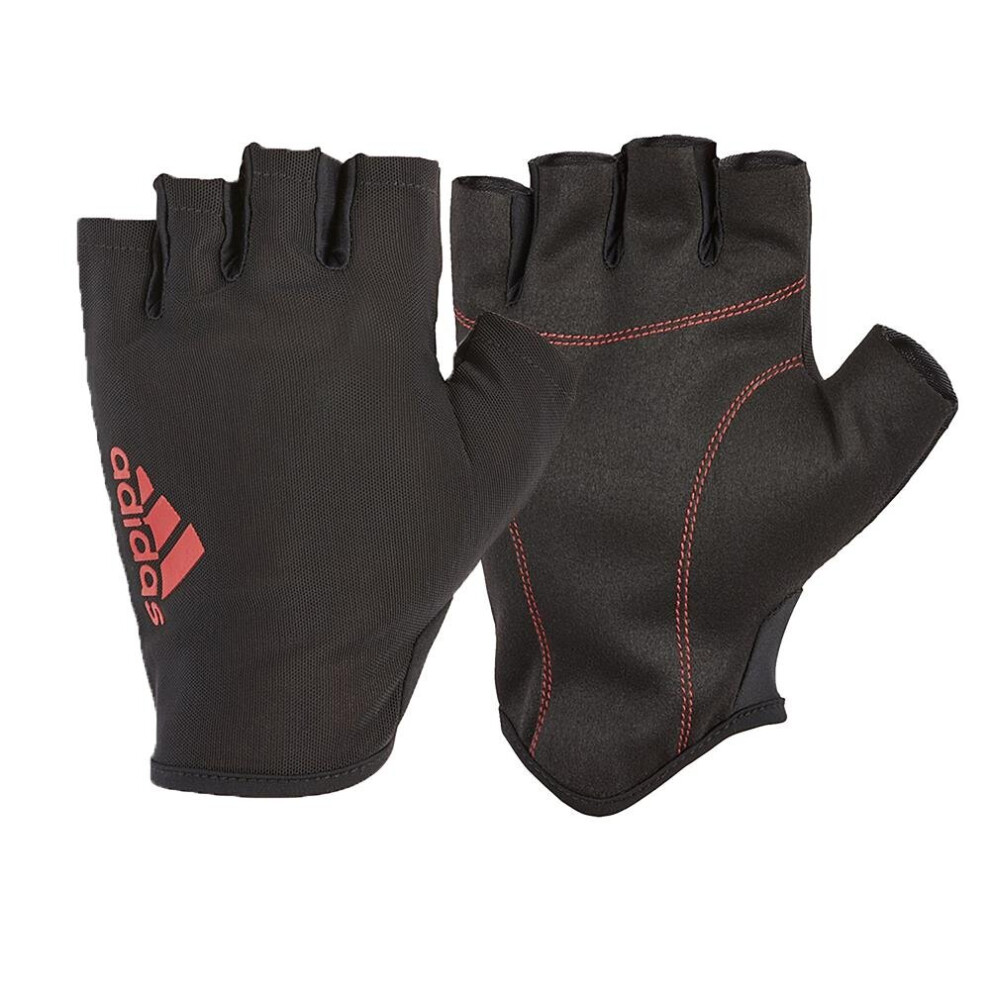 (Red, XL) Adidas Half Finger Essential Gloves Weight Lifting Gym Exercise Fitness Workout