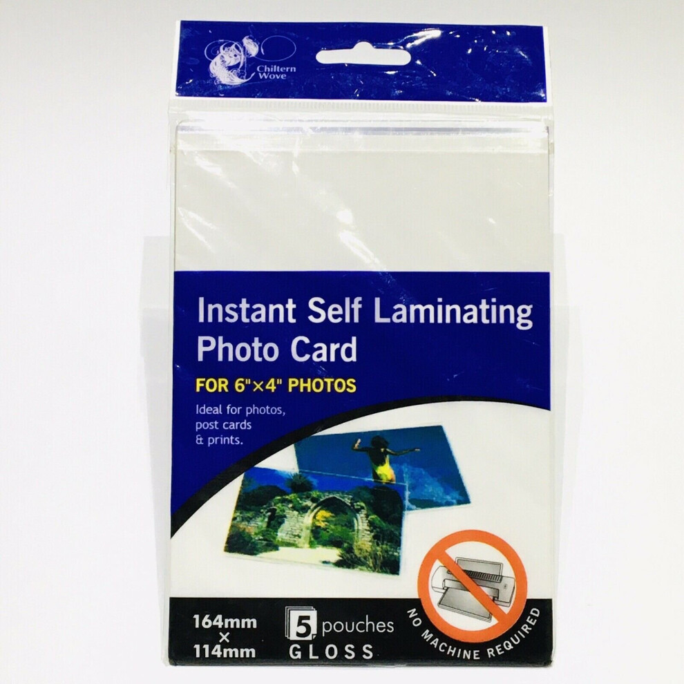 Instant Self Laminating Photo Card Gloss 5 Pouches 4 x 6 inch