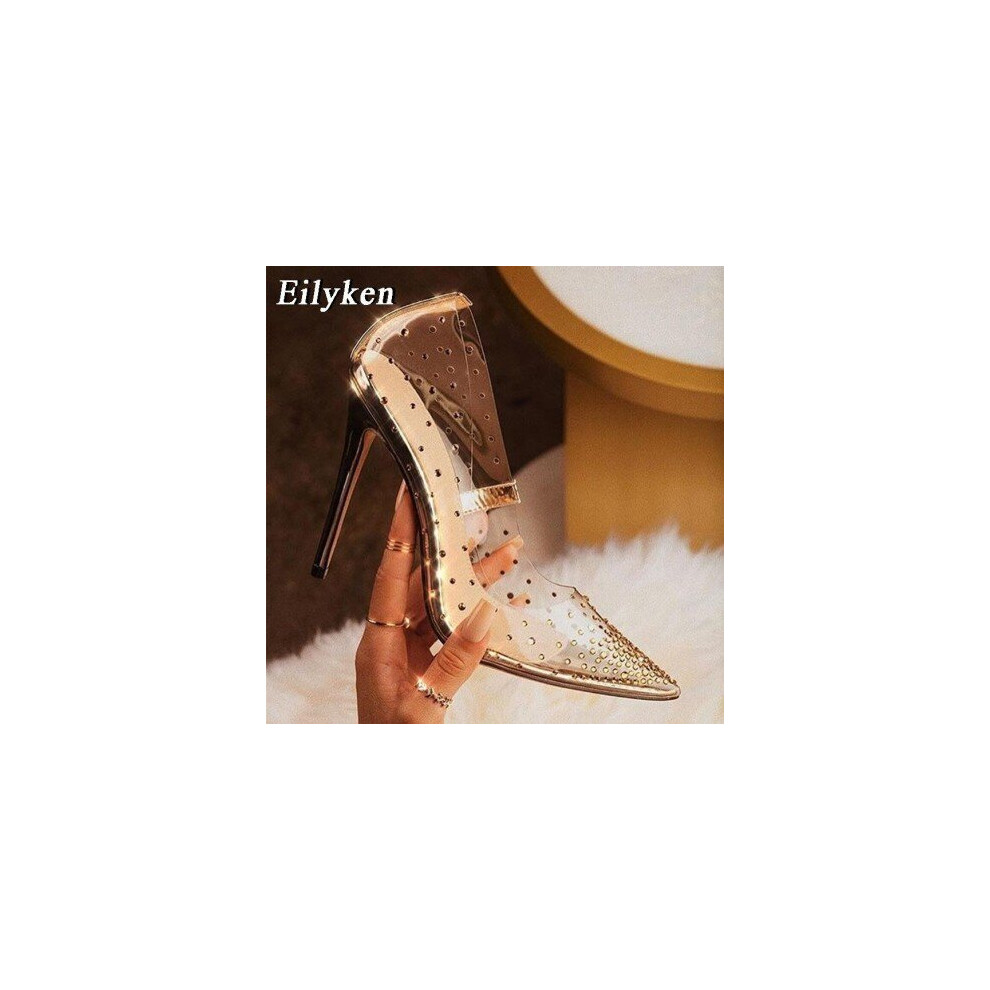 (Green 2) EilyKen Golden Rhinestone PVC transparent Women Pumps Shoes Spring Autumn High Heels PVC Sexy Party  Wedding shoes size 41  42-image-OPC-P6XQR9F-NEW