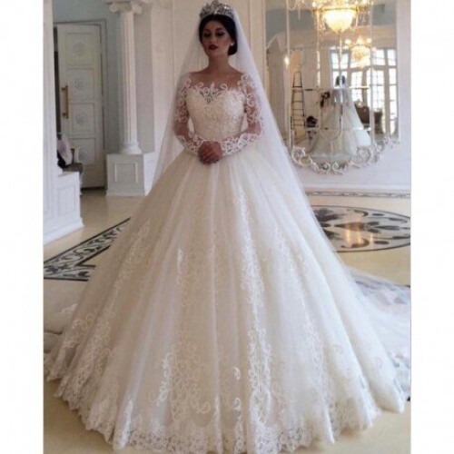 Ivory Saudi Arabia white Ivory Wedding Dress 2019 Ball Gown Elegant Lace Appliques Long sleeve Bridal Gowns Vestido De Noiva on OnBuy