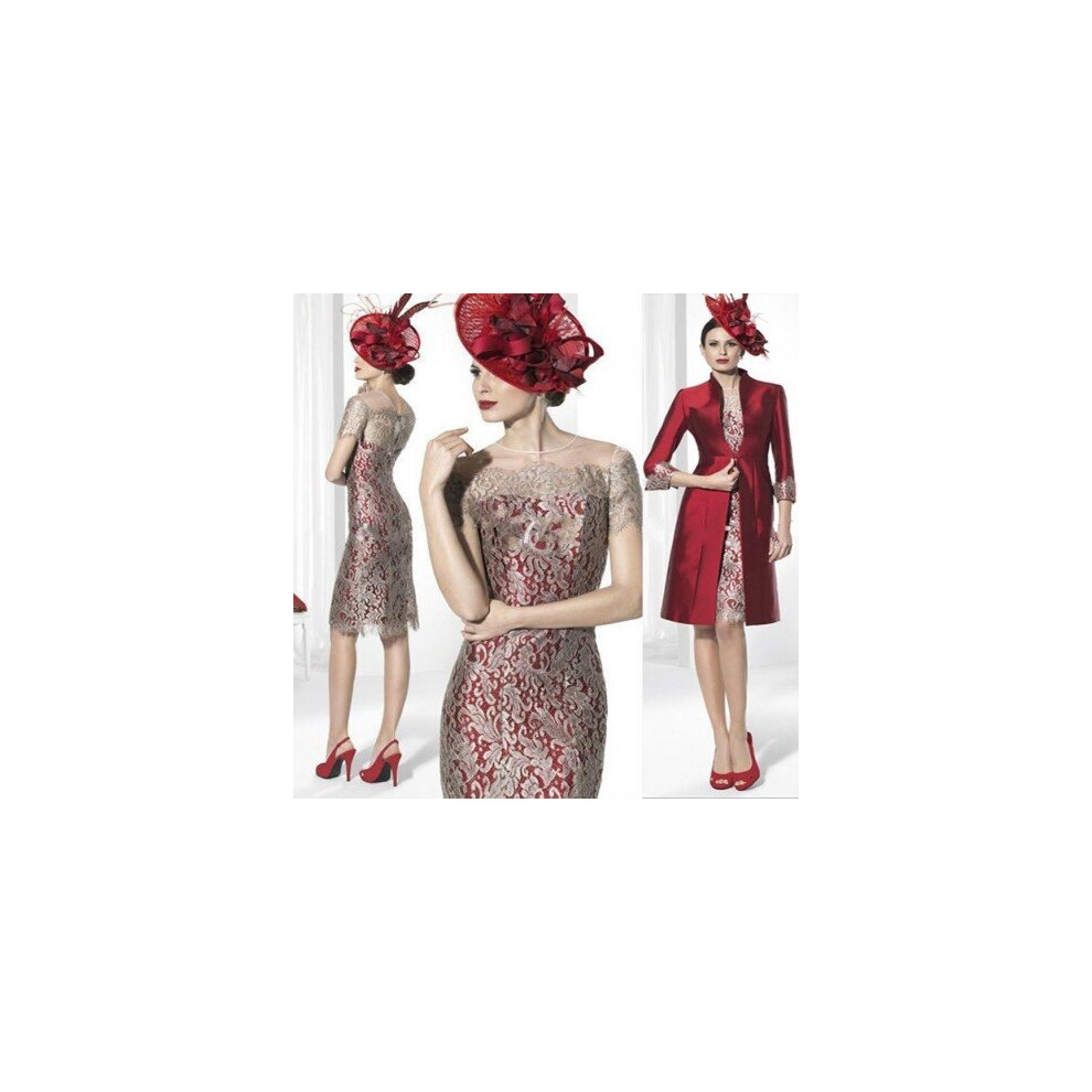 (Black) Plus Size 2019 Mother Of The Bride Dresses Sheath Satin Lace With Jacket Short Wedding Party Dress Mother Dresses For Wedding-image-OPC-P6XR9SB-NEW