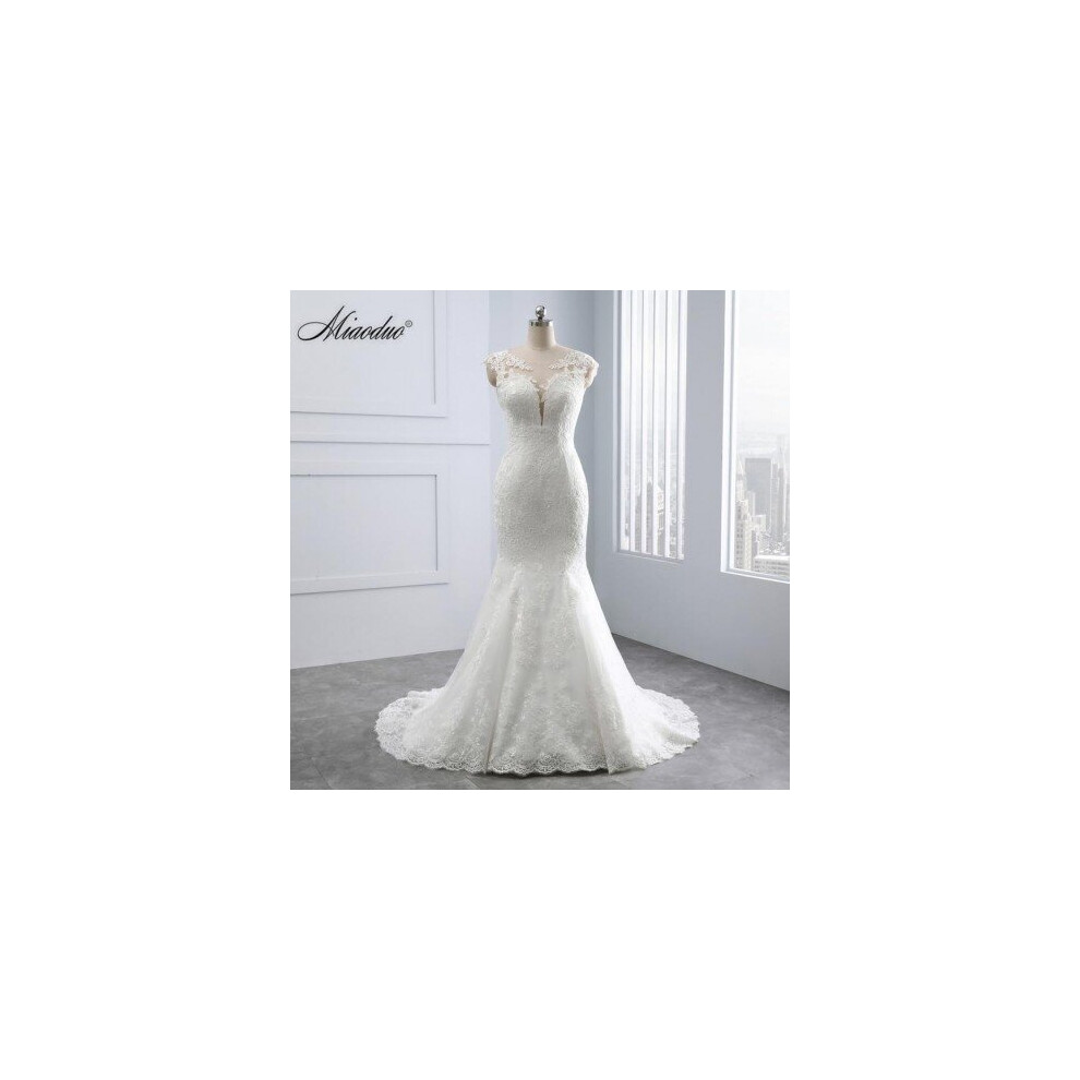 (Beige) Miaoduo Wedding Dresses Sweetheart Backless Appliques Lace Pearls vestido de noiva real White Bridal Gown Mermaid Wedding Dress-image-OPC-P6XRJ6F-NEW