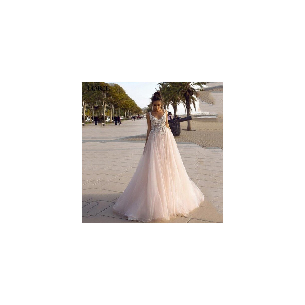 (same as picture) LORIE Princess Wedding Dress 2020 V-neck Backless Bride Dress 3D Appliques Wedding Gowns Vestido Novia-image-OPC-P6XRNJC-NEW