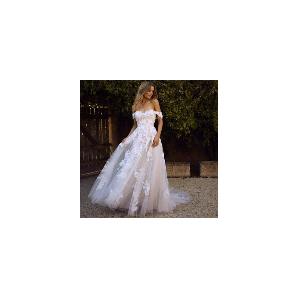 (Custom colors) LORIE Lace Wedding Dresses 2020 Off the Shoulder Appliques A Line Bride Dress Princess Wedding Gown robe de mariee-image-OPC-P6XRNVD-NEW