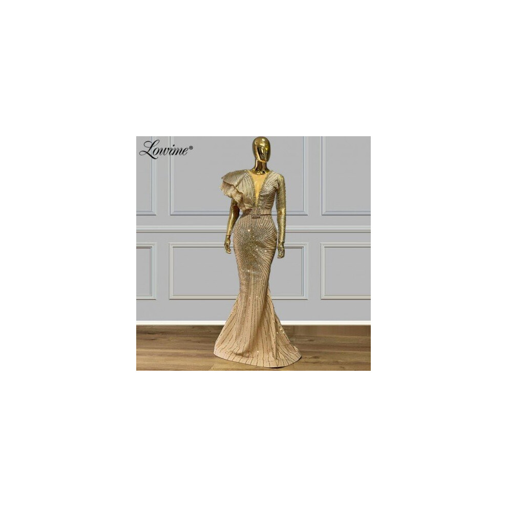 (Ivory) Glitter Long Sleeves Evening Dresses 2020 Mermaid Wedding Party Dress Saudi Arabia Formal Dress Women Prom Gowns Abendkleider-image-OPC-P6XS29N-NEW