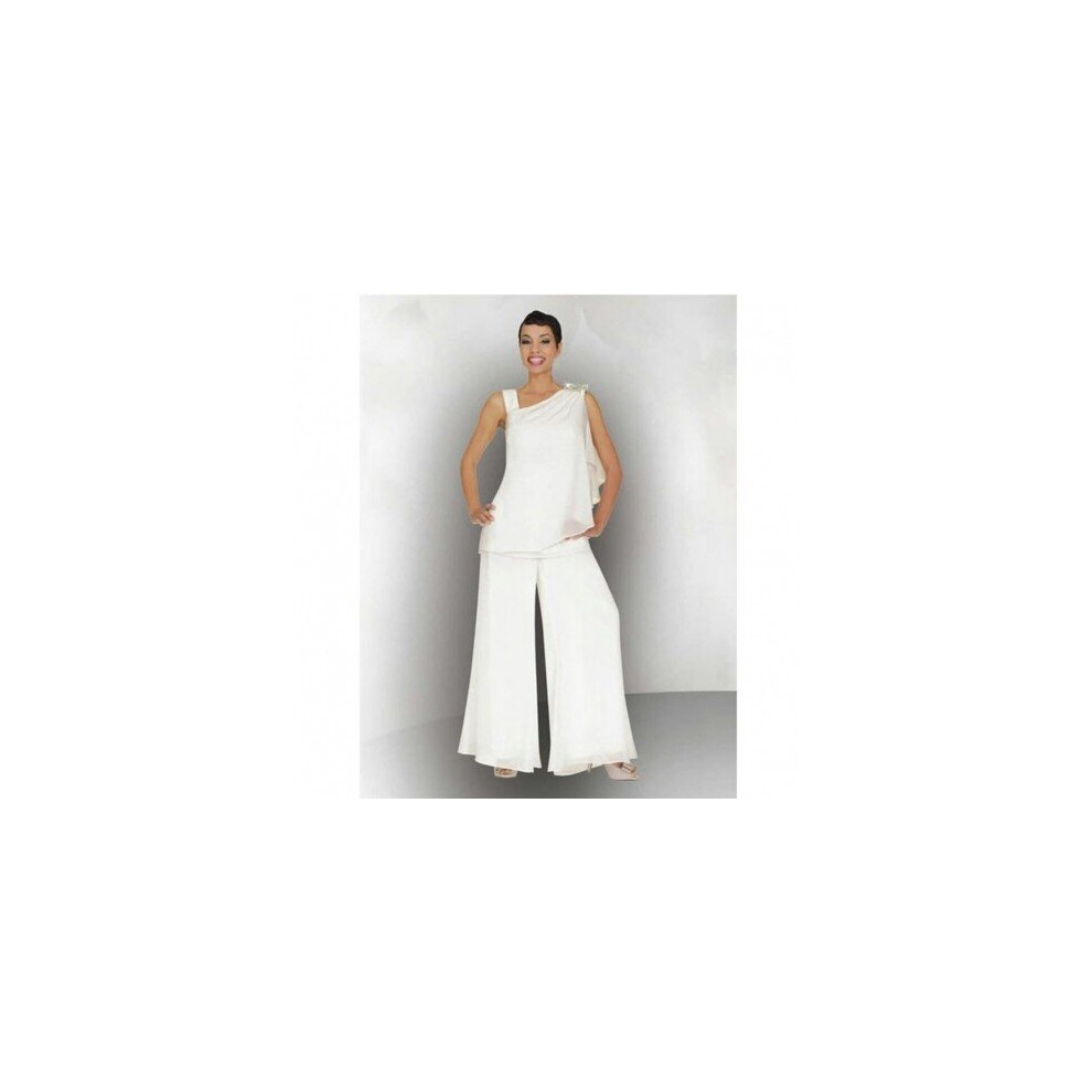 (Black) Elegant Women Mother Of The Bride Groom Pant Suit Ruched Crystal Plus Size White Chiffon Formal Wedding Guest Dress 2 Piece-image-OPC-P6XS7QX-NEW