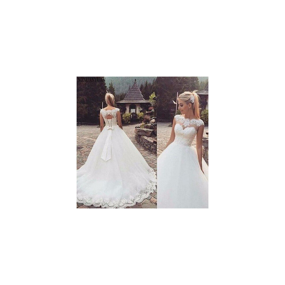 (White) Cap Sleeve Bohemian Wedding Dresses 2020 Plus Size Custom-Made A-Line Vestido De Noiva Open Back Wedding Dress Custom Made Size-image-OPC-P6XSGVN-NEW