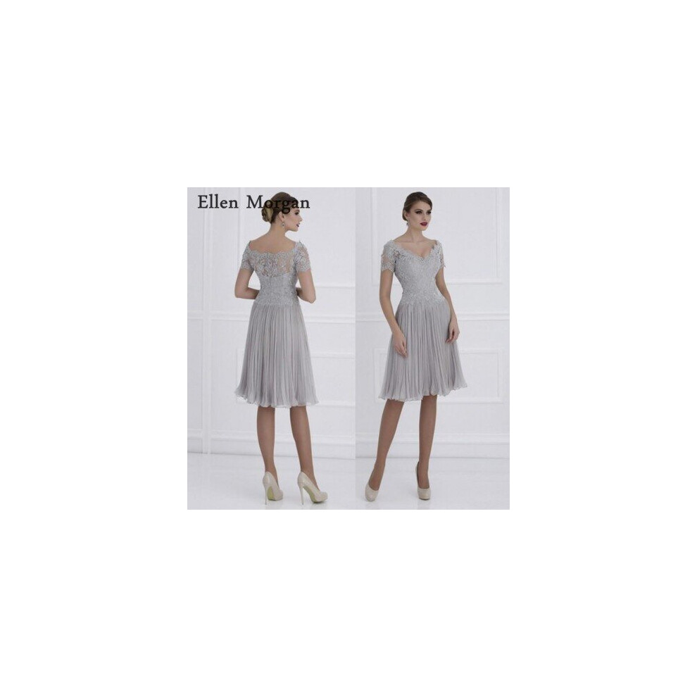 (Gold) Chiffon Mother of the Bride Groom Dresses 2020 for Summer Boat Neck Lace Ruffles Knee Length Godmother Wedding Party Gowns-image-OPC-P6XSHSF-NEW