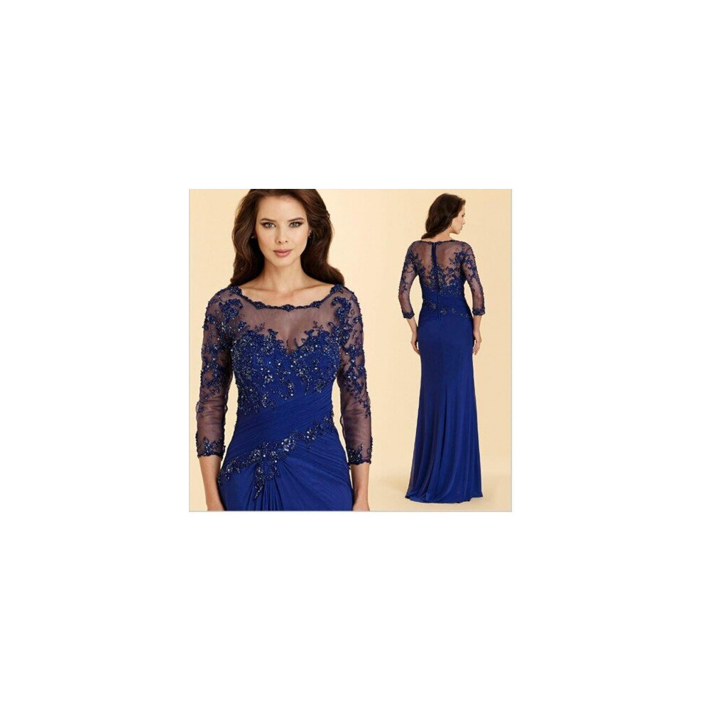 (Brown) Beaded Lace Navy Blue Plus Size Mermaid Mother of The Bride Dresses For Weddings Chiffon Groom Godmother Dresses Gowns-image-OPC-P6XSN6X-NEW