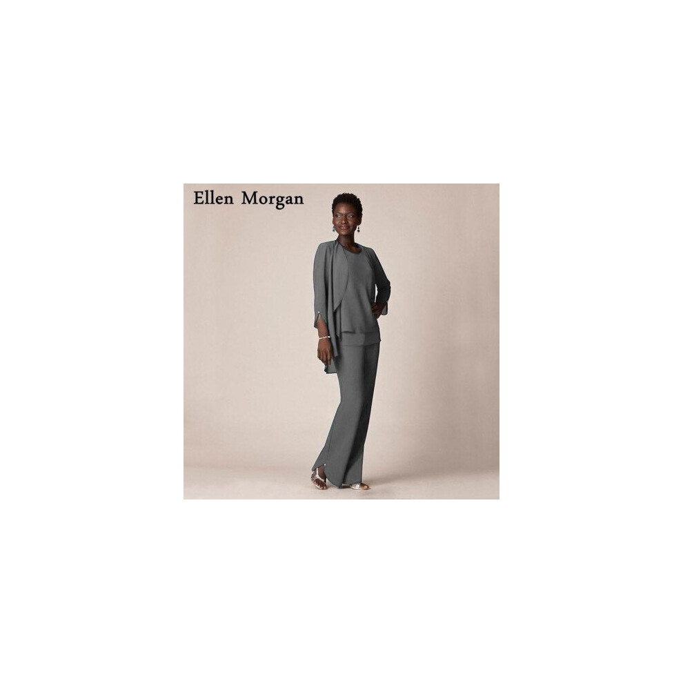 (Silver) African Mother of the Bride Dresses with Jacket for Wedding Party Gowns Grey Chiffon 3 Pieces Suits Simple Custom Made Godmother-image-OPC-P6XSP8C-NEW