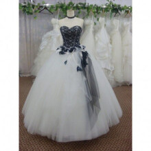 (same as picture) 2016 Black and White Tulle Ball Gown Wedding Dress Bridal Gowns/Prom Dresses SL-3940