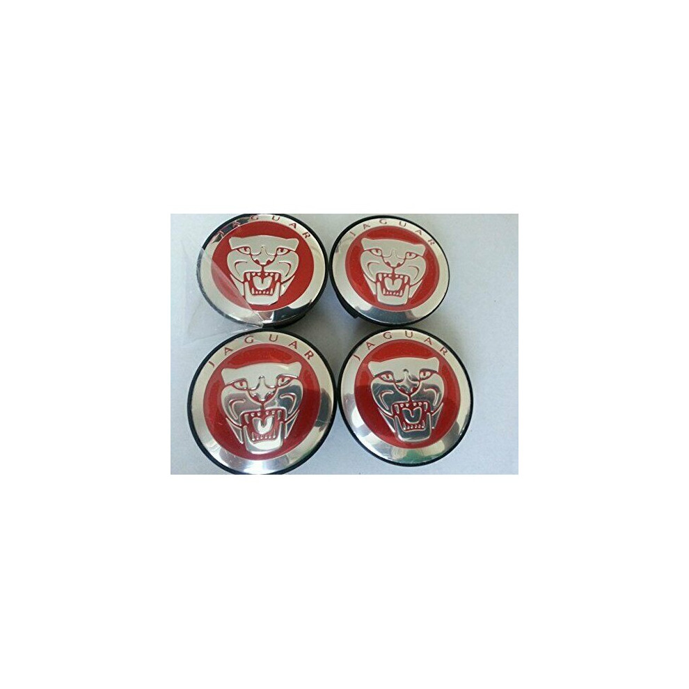 Jaguar Wheel Center Caps Alloy Emblem Badge Center Hub Cap Set 60Mm Red