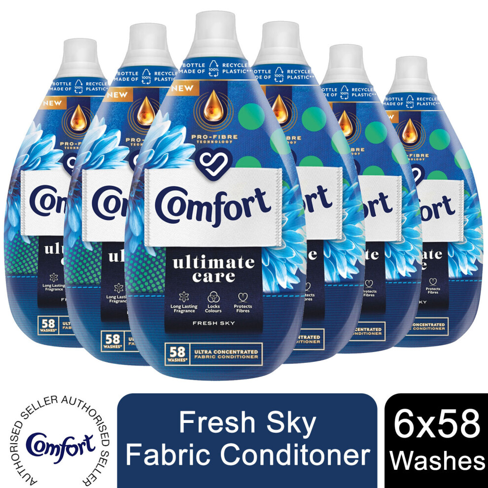 (Fresh Sky) 6xof870ml Comfort Liquid Fabric Conditioner 58W