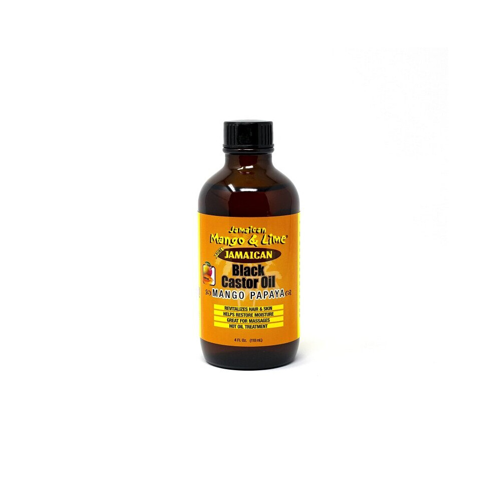 Jamaican Mango & Lime Black Mango Papaya Castor Oil - 118Ml, 100% Pure & Unrefined For Hair, Skin & Hot Oil Treatments