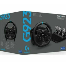 LOGITECH G923 Racing Wheel & Pedals - PS4 & PC, Black, Realistic Force Feedback, Dual-Clutch Launch Control, 24-Point Dial