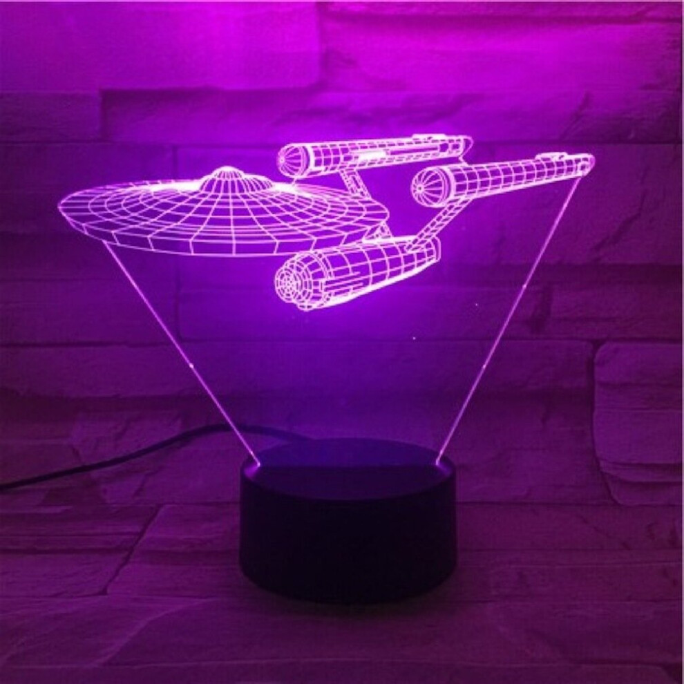 3D Small Night Light Star Trek Spaceship Led Seven-Color Lights