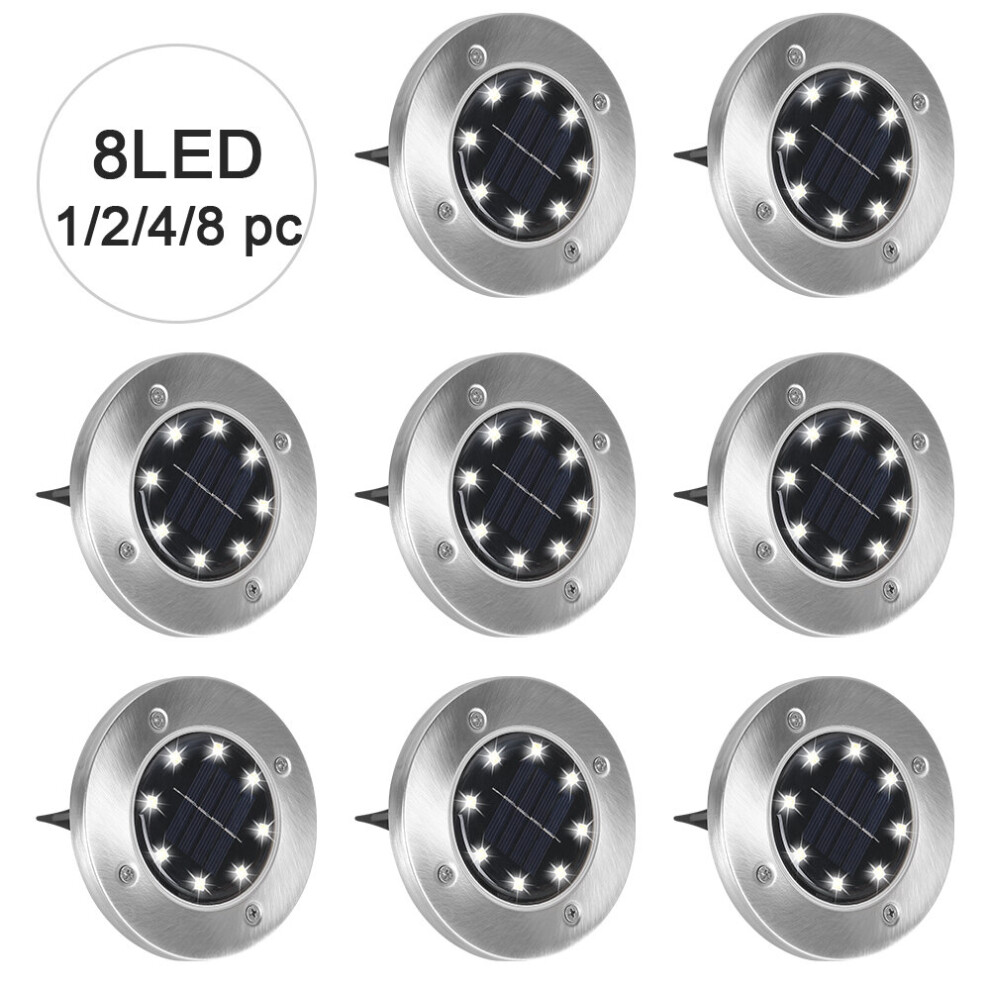 8Pcs Solar Power Ground Lights Floor Decking Patio Outdoor Garden Lawn Path Lamp White/Light