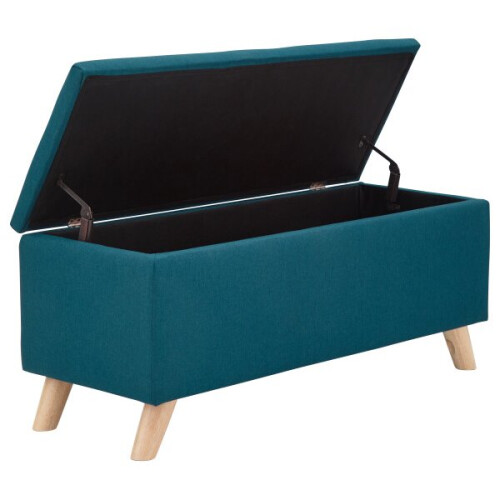 (Teal) Secreto Fabric Ottoman Lift Up Storage Bench 1