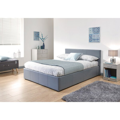 Side Lift Ottoman Storage Bed in Grey- 4FT Small Double 120cm