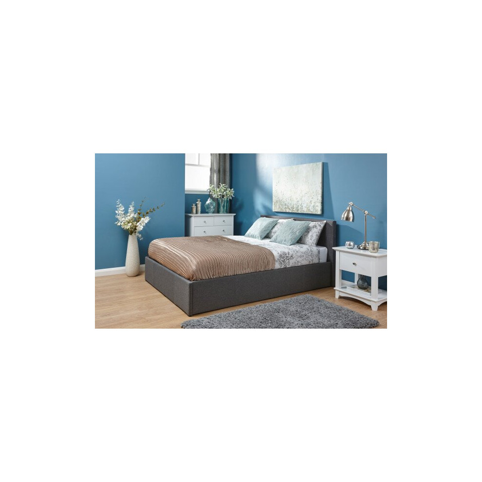 Side Lift Ottoman Storage Bed in Grey - 4FT 6inch Double