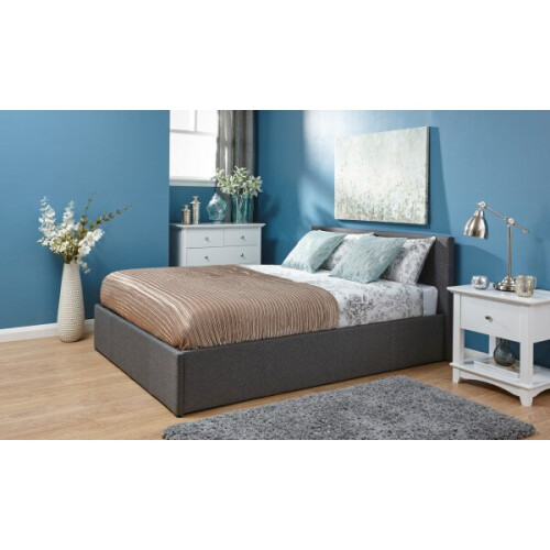 Side Lift Ottoman Storage Bed in Grey - 4FT Small Double 120cm