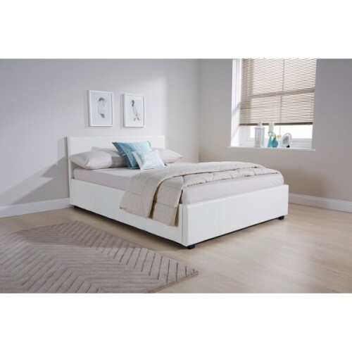 Side Lift Ottoman Storage Bed in White - 5FT Kingsize 150cm 2