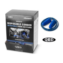 QED Corded Detectable Ear Plugs Blue Wrapped in Pairs SNR39db EN352 Pack 100