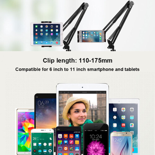 360 Adjustable Long Arm Phone Tablet Holder Bracket Stand Mount For Bed or Desk 2