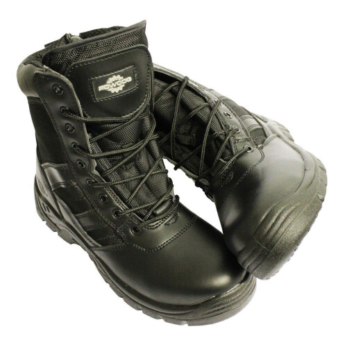 12 MENS LEATHER SAFETY BOOTS Army Military Police Steel Toe Cap Combat Work Shoes on OnBuy