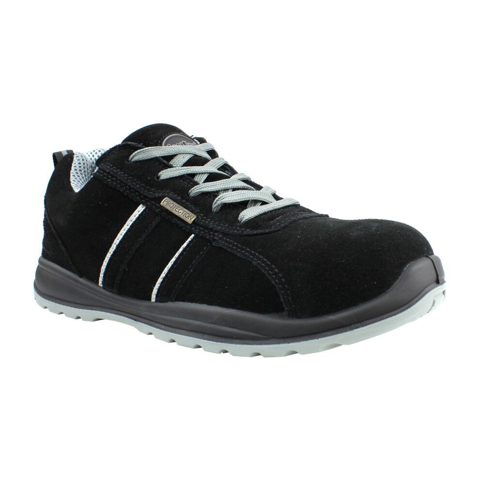 (Black/Grey, 13) Mens Safety Work Trainers Shoes Steel Toe Cap Boots Sizes 3-13