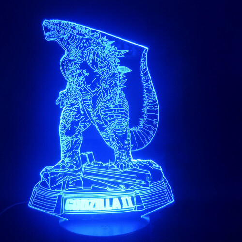3D Dinosaur Godzilla LED Night Light - Color-Changing, Touch-Activated Table Lamp for Bedroom (USB Powered)