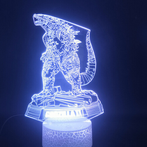 3D Dinosaur Godzilla LED Night Light - Color-Changing, Touch-Activated Table Lamp for Bedroom (USB Powered) 1