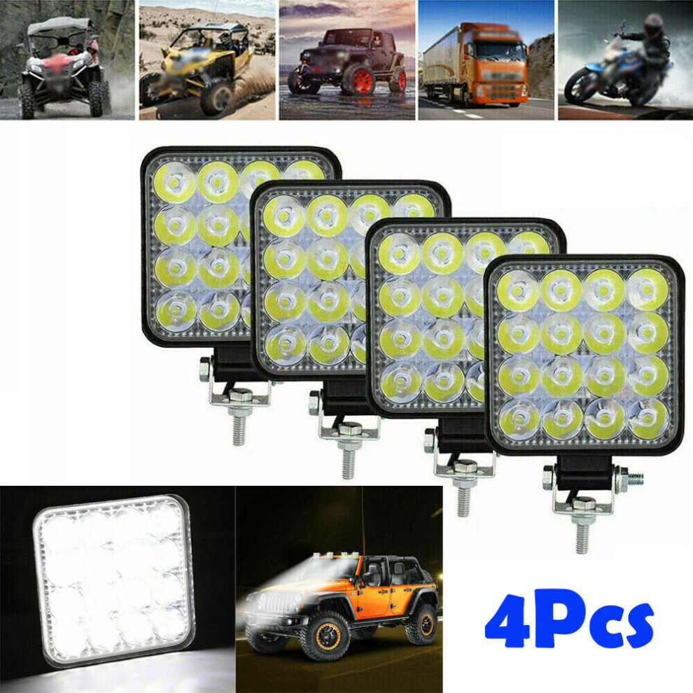 4X LED Work Light Flood Spot Lights 48W 16LED For Truck Off Road Tractor 12V