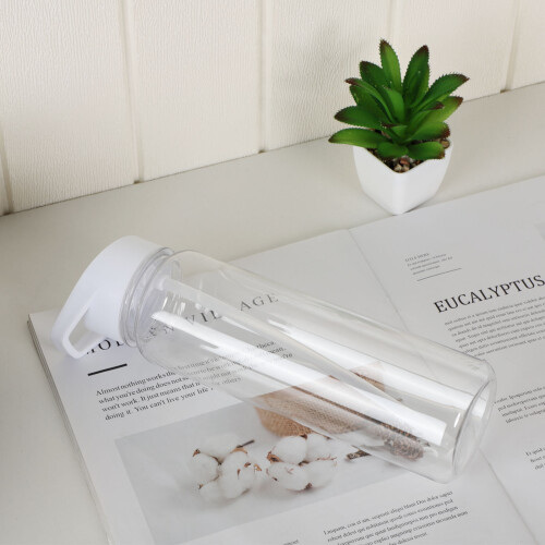 (White) Water Bottle Straw Plastic Free Leakproof Sport Portable Drink Mug