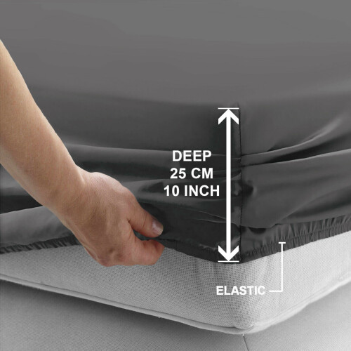 Imperial Rooms (Charcoal, King (152 x 200 cm)) Fitted Sheet Bed Sheets Extra Deep 25CM Single Double King Sizes 1