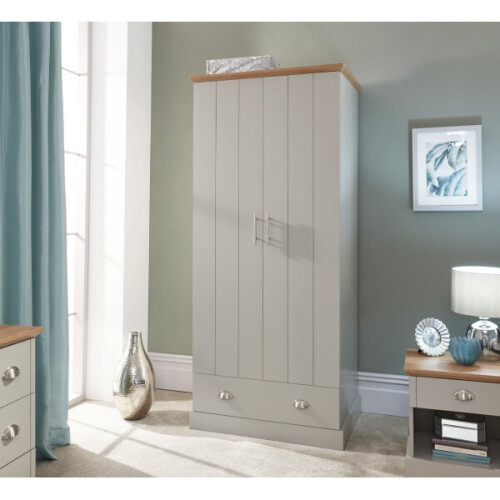 Kendal 2 Door 1 Drawer Wardrobe In Grey Colour